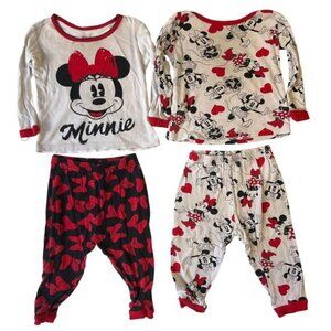 2 Set of Long Sleeve Pijama Disney Junior Minnie Mouse 18M White Red Snug Fit